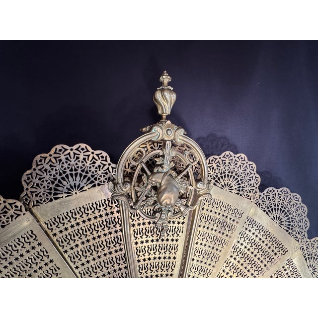 19th Century 19thC French Louis XVI Gilt Bronze Fire Screen For Sale - Image 5 of 16