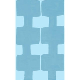 Modern Blocks Wallpaper by Paule Marrot in Cerulean For Sale