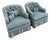 Vintage Mid Century Skirted Green Tufted Lounge Chairs - A Pair For Sale