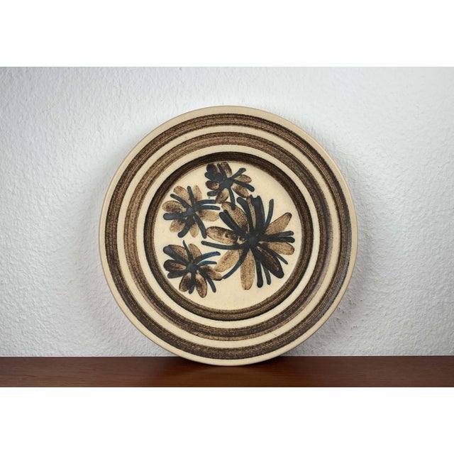 Mid-Century Modern Danish Studio Pottery Wall Plate with Flower Design from Mit Stoneware, 1960s For Sale - Image 13 of 13