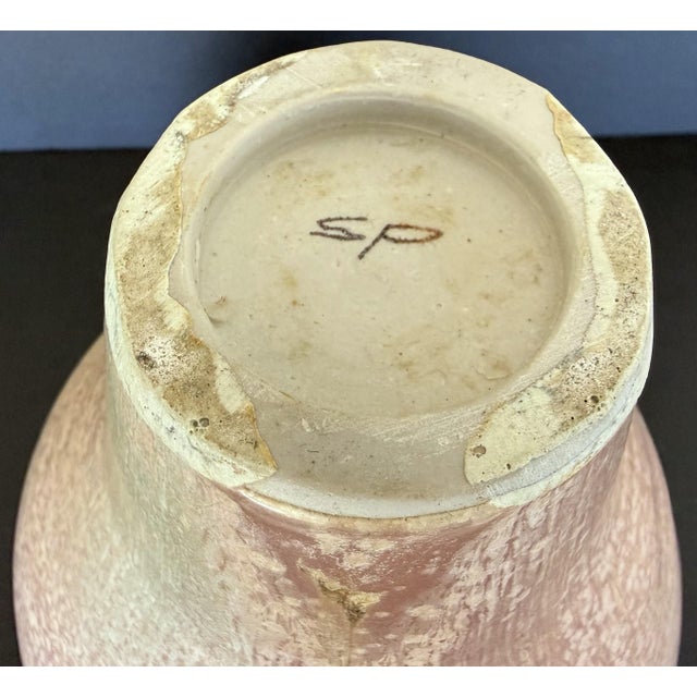 Sally Bowen Prange Signed Edge-Scape Porcelain Vessel With Pink Crystalline Glaze 10.5" For Sale - Image 4 of 14