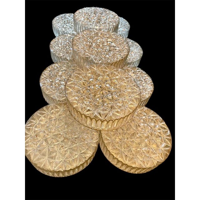 Mid-Century Round Clear Cut Glass Sconces or Flush Mounts, Germany, 1960, Set of 6 For Sale - Image 4 of 9