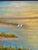 Sky Blue Original Seascape, "Salt Marsh at Sunset", Oil on Canvas, Signed by Artist For Sale - Image 8 of 8