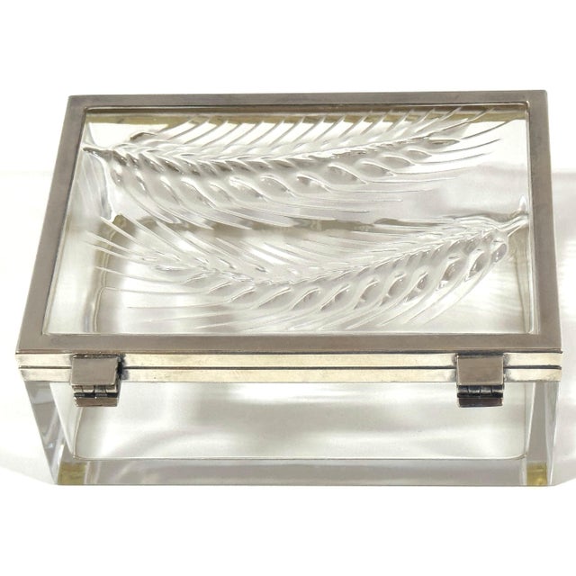 Lalique "Épis" Crystal and Silver-Plated Table Box, France, Circa 1980s For Sale - Image 11 of 14