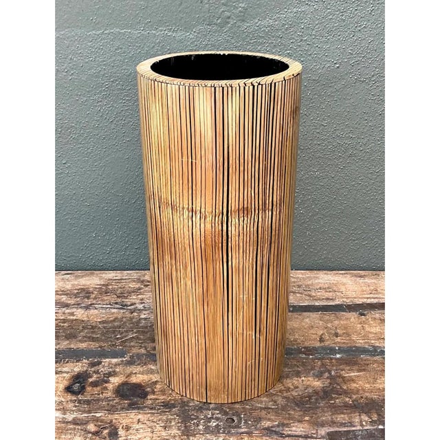Vintage Coconut Shell Cylindrical Umbrella Stand For Sale - Image 12 of 12