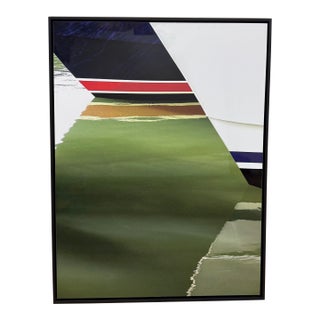 Island Paradise 3, Abstract Framed Photograph of Boat Reflection in Water, Artist Geoffrey Baris For Sale