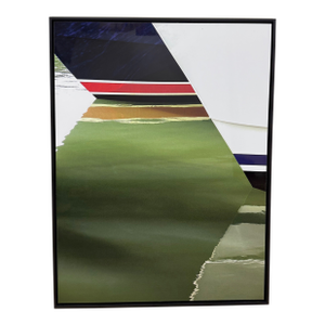 Island Paradise 3, Abstract Framed Photograph of Boat Reflection in Water, Artist Geoffrey Baris