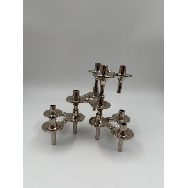 Metal Mid-Century Modern Silver-Plated Taper Holders by Stoff for BMF, West Germany, 1950s, Set of 4 For Sale - Image 7 of 14