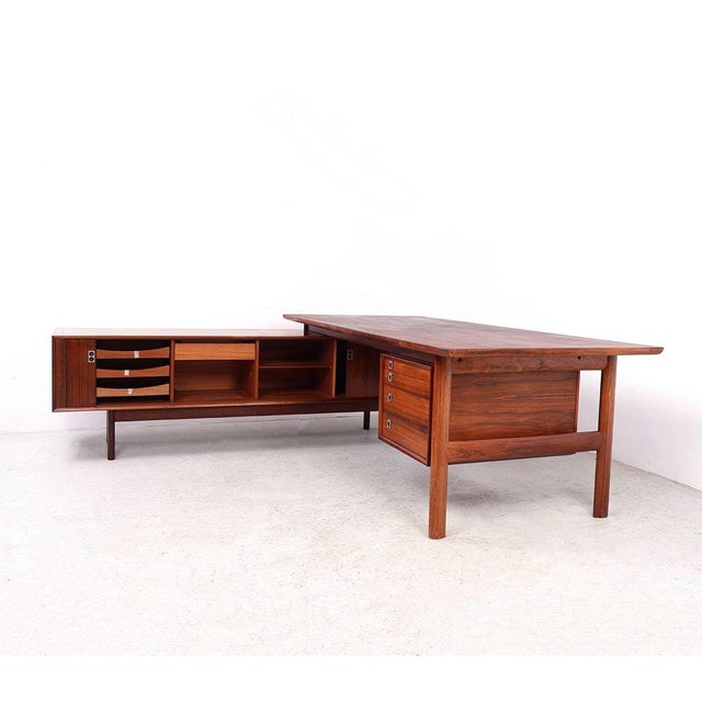 Impressive danish executive desk with a matching sideboard, designed by arne vodder for sibast in the 1960s. from the...