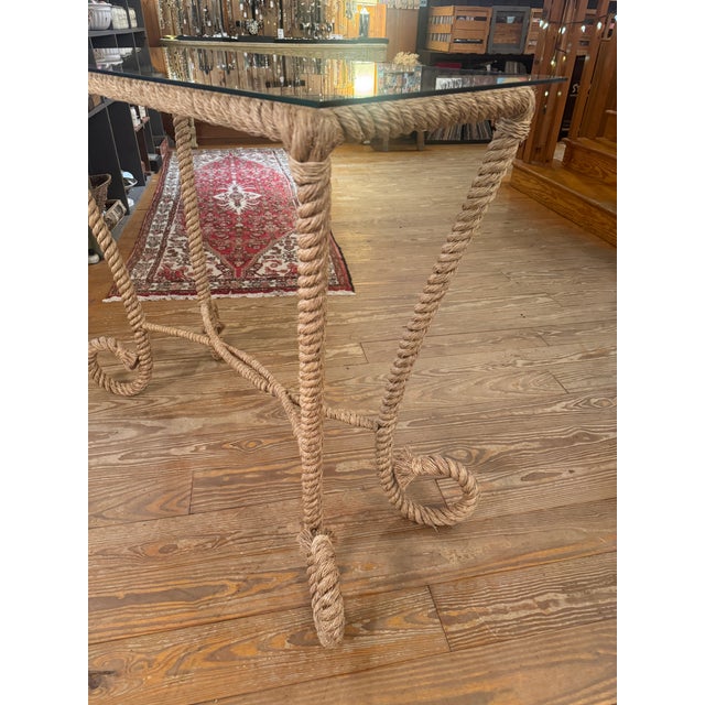 Neoclassical MCM Nautical Style Rope Table W/Glass Top For Sale - Image 3 of 12