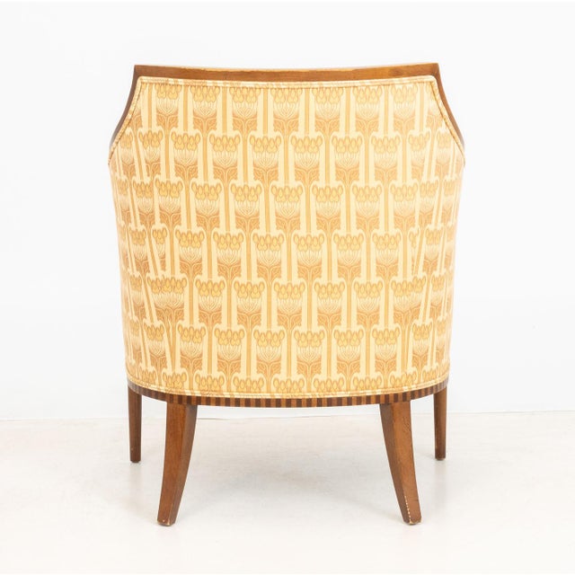 Wood Art Deco Style Walnut Upholstered Club Chair For Sale - Image 7 of 8