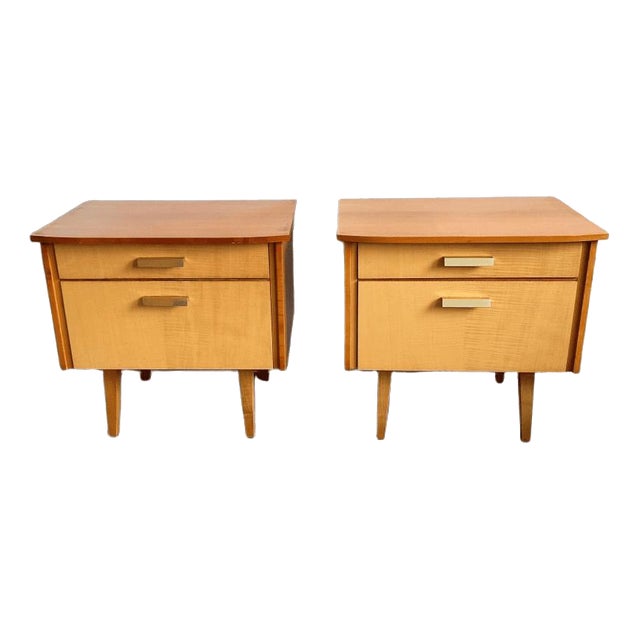 Mid-Century Modern Danish Bedside Tables in Duo-Tone Wood, 1950s, Set of 2 For Sale