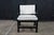 Mid 20th Century Mid Century Diminutive Black Lacquer Tufted & Striped Chinoiserie Arm Chair For Sale - Image 5 of 18