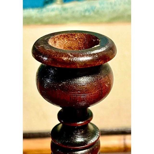 19th C. English Traditional Barley Twist Candle Holders, a Pair For Sale - Image 10 of 10