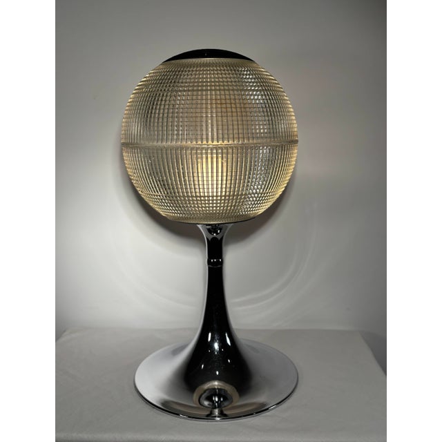 Metal Parisian Globe on Chrome Stand from Holophane, France, 1970s For Sale - Image 7 of 14