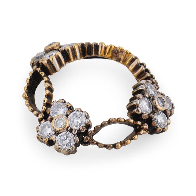 Contemporary Mid 20th Century Sabbadini Diamond 18k Yellow Gold Silver Flexible Pinky Ring, Size 3 For Sale - Image 3 of 5