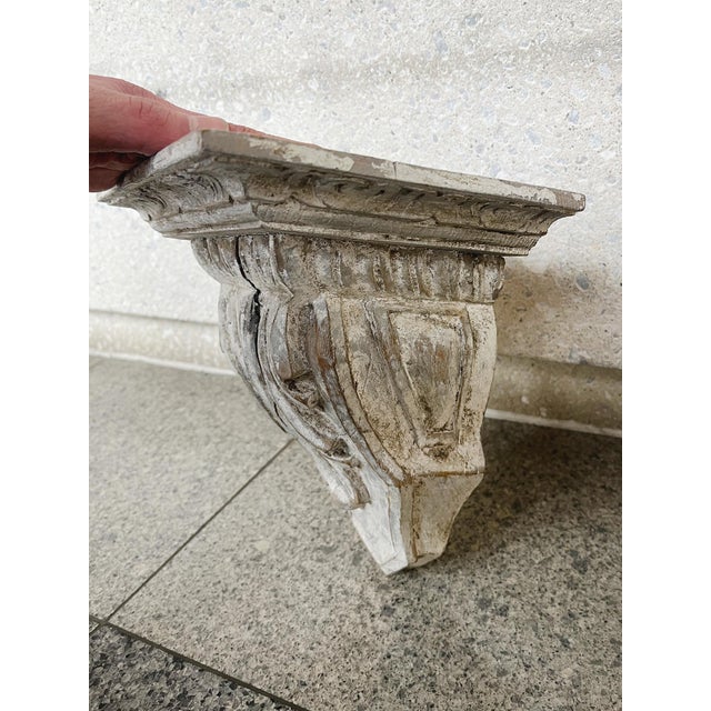 Antique White Painted Wood Wall Brackets - A Pair For Sale In New York - Image 6 of 12