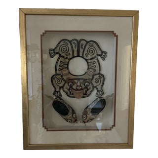 Early 20th Century Chinese Imperial Silk Ceremonial Child’s Collar and Shoes, Framed For Sale