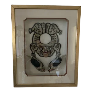 Early 20th Century Chinese Imperial Silk Ceremonial Child’s Collar and Shoes, Framed