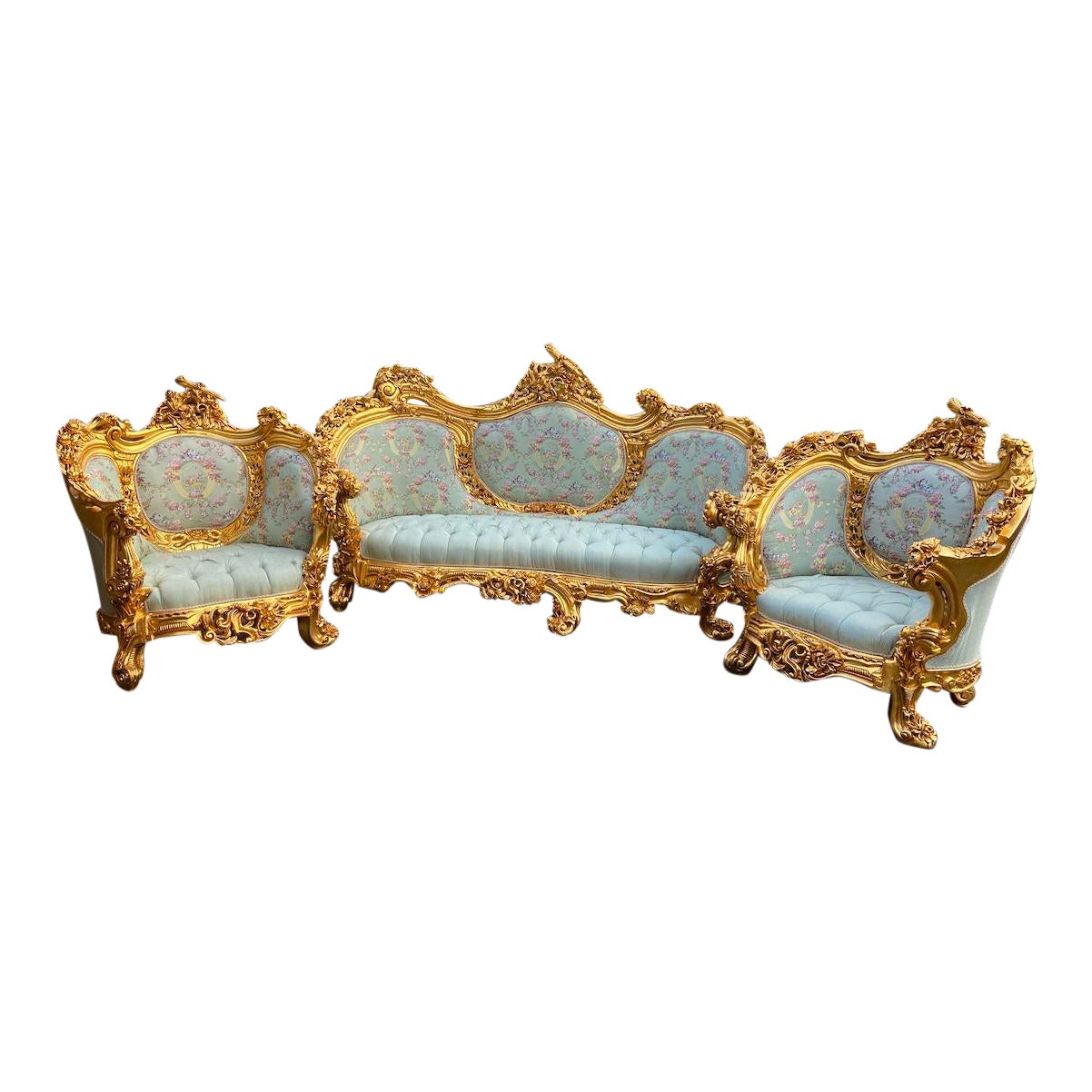 pics Green And Gold Living Room Set rococo style living room set in mint green and gold 3 pieces