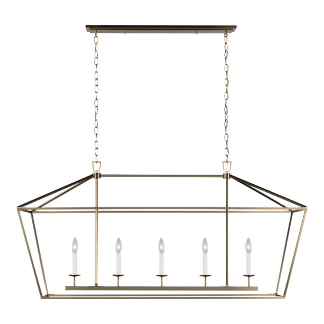 Chapman & Myers By Visual Comfort Studio Dianna 5-Light Linear Chandelier in Satin Brass For Sale