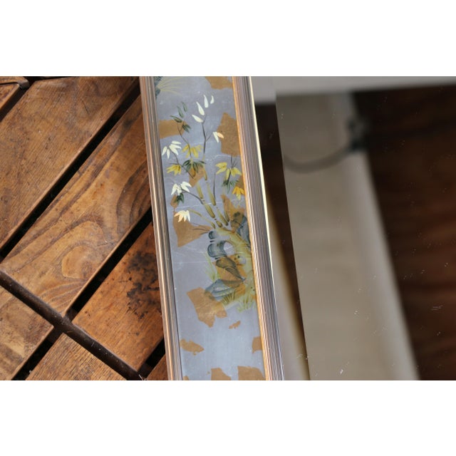 Vintage LaBarge Chinoiserie Silver-Leaf Reverse-Painted Wall Mirror — 1970s For Sale - Image 10 of 18