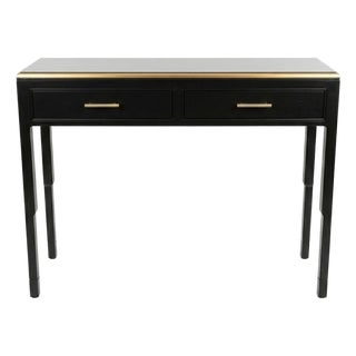 Custom Black Console Table With 2 Drawers For Sale