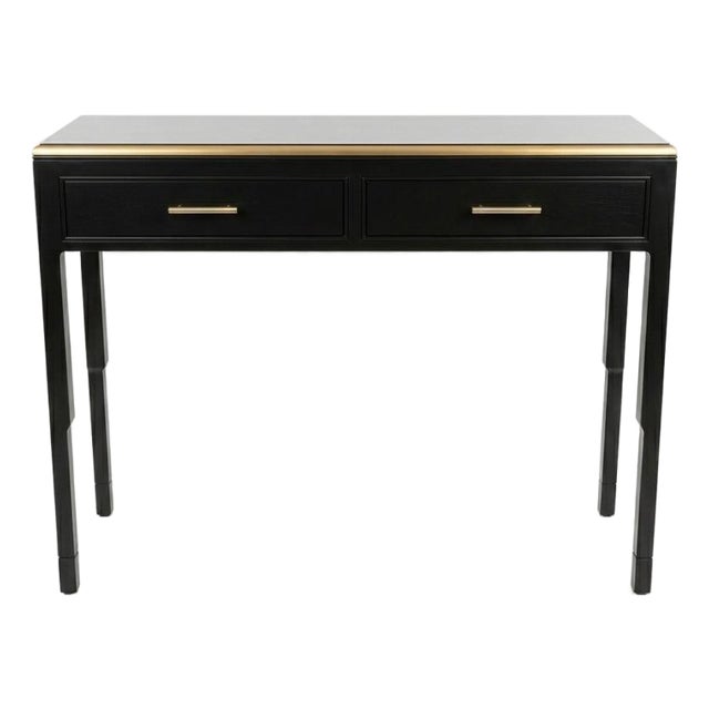 Custom Black Console Table With 2 Drawers For Sale