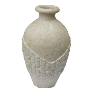 2000s Magnussen Tessellated Travertine Mactan Stone Tall Floor Vase For Sale