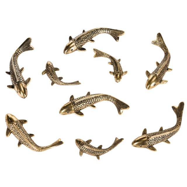 2020s Fish Wall Décor in Gold Antique - 9 Pieces For Sale - Image 5 of 5