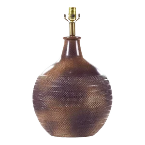 Mid Century Textured Ceramic Brown Pottery Lamp
