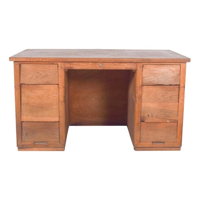 Portuguese Desk in Oak, 1950s For Sale - Image 14 of 14