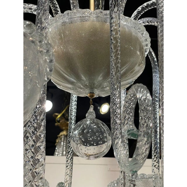 Glass Modern Murano Glass Style 6 Arm Chandelier For Sale - Image 7 of 9