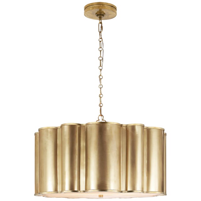 Markos Large Hanging Shade in Natural Brass Designer: Alexa Hampton Canopy: 6.5" Round Mounting: Chain Shade Detail: No...