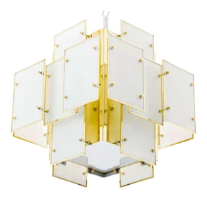 Geometric Milk Glass Panel Chandelier