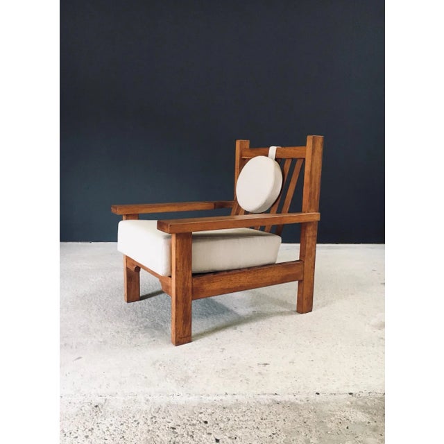 Wood Brutalist Square Oak Lounge Chair, Belgium, 1950s For Sale - Image 7 of 18