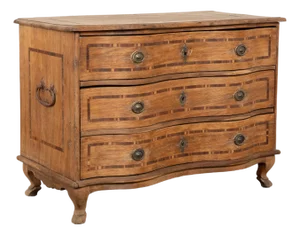 Late 18th Century Swedish Inlaid Oak Commode Chest of Three Drawers