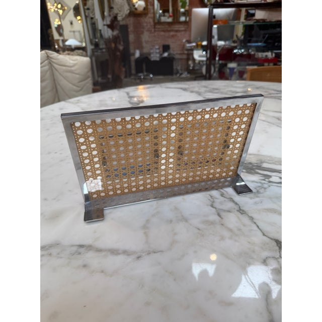 Vintage Chrome & Cane Double Photo Frame For Sale In Los Angeles - Image 6 of 7