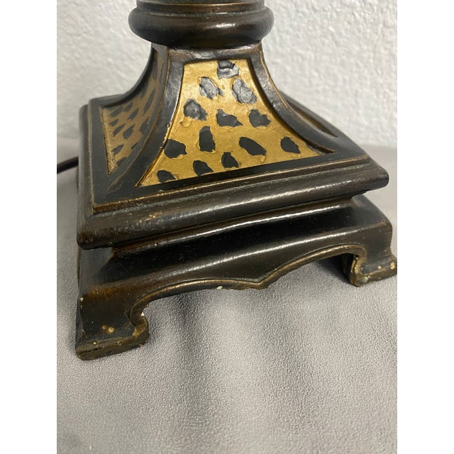 Black Vintage Palm Tree Table Lamp With Monkey Pull For Sale - Image 8 of 11