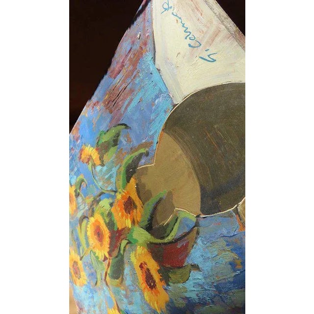 Traditional Mid 20th Century Still Life of Sunflowers Oil Painting on Board by George Cermak For Sale - Image 3 of 9