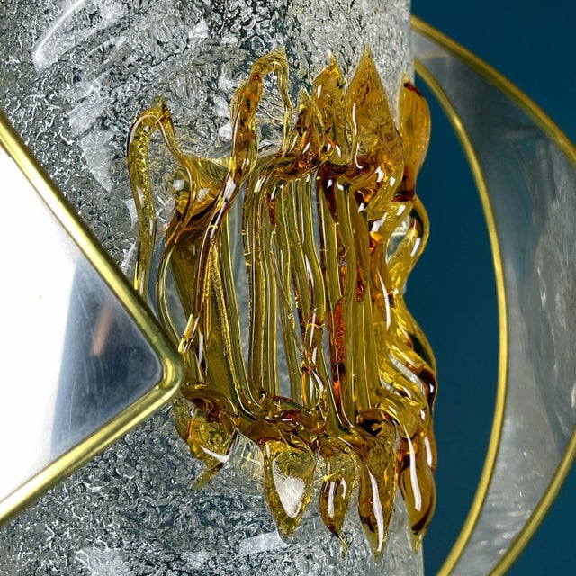 Mid-Century Amber Murano Glass and Chrome Chandelier by Toni Zuccheri for Mazzega, Italy, 1970s For Sale - Image 9 of 13