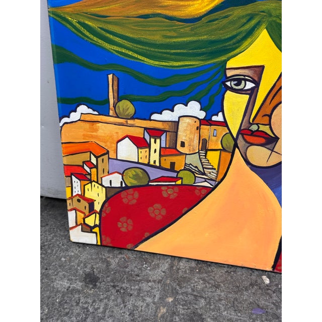 Blue Late 20th Century Arkone Cubist Abstract Original Painting, Signed For Sale - Image 8 of 12