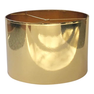 Large Gold High Gloss Drum Lamp Shade For Sale