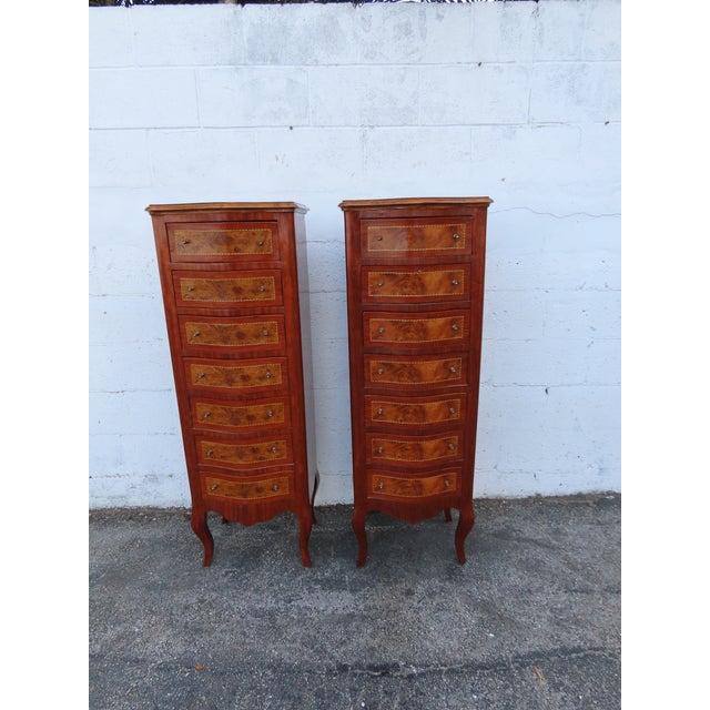 This Pair of Lingerie Chest is made out of wood, solid wood, veneer, and metal. This Pair of Lingerie Chest has French...