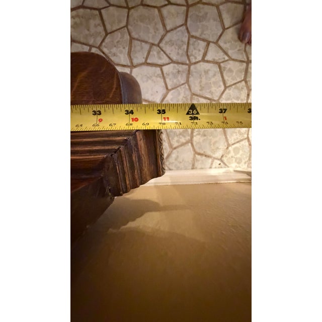 Vintage Oak Floor Mirror With Carved Crest and Claw Feet For Sale In Houston - Image 6 of 8