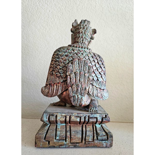Early 20th Century Southeast Asian Hand-Carved Wooden Kinnari Figure For Sale In San Diego - Image 6 of 12