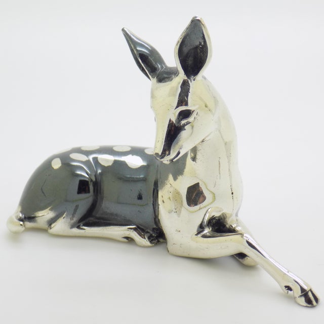 Vintage Italian Sterling Silver 925 Lying Fawn Deer Figurine from Saturno, Arezzo, 1990s For Sale - Image 3 of 14
