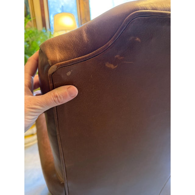 William Alan for Abc Carpet and Home Traditional Brown Leather Club Chairs Tufted Club Chair For Sale In New York - Image 6 of 12