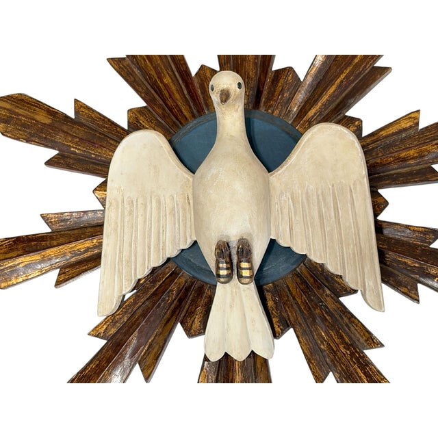 Vintage Large European Dove Sunburst Wall Decor 20"/Holy Spirit For Sale In New York - Image 6 of 7