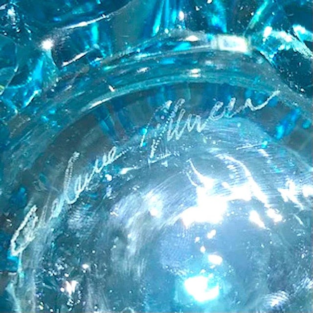 Pair of Art Deco Style Italian Aquamarine Murano Glass Centerpiece Vases For Sale In New York - Image 6 of 10